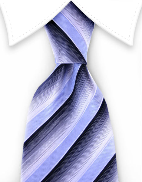 Blue, black, gray striped tie