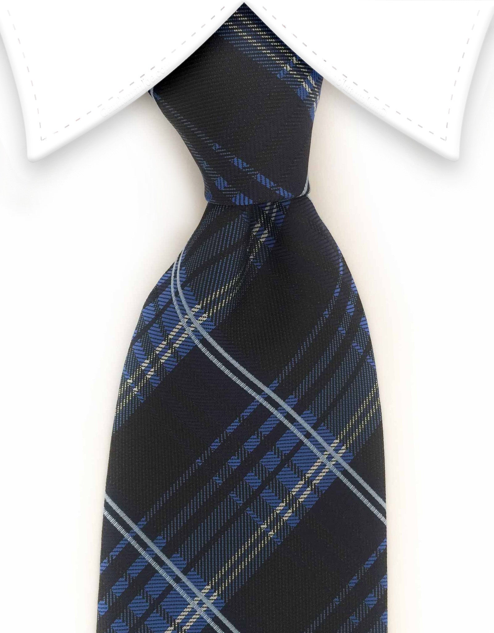 blue black plaid tie