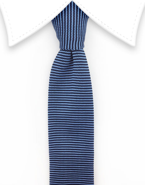 Blue pinstripe knit tie