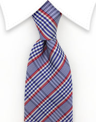 Blue, Red, White Plaid Necktie