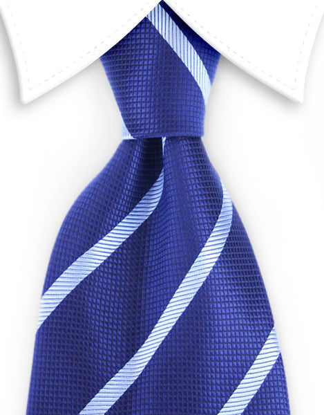 dark blue and light blue striped tie