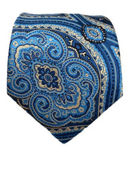 Blue and Taupe Floral Silk XXL Tie