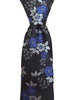 Navy Blue, Royal Blue and Silver Floral Men's Tie