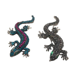 Sparkley Blue or Black Gecko Lapel Pin or Pendant