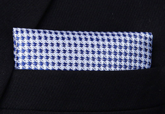 Silver and Navy Mini Houndstooth Necktie and Hanky Set