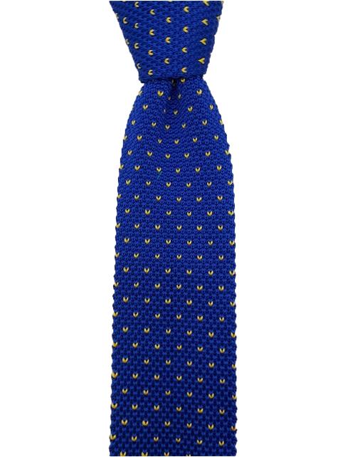 Royal Blue Knit Tie with Yellow Flecks