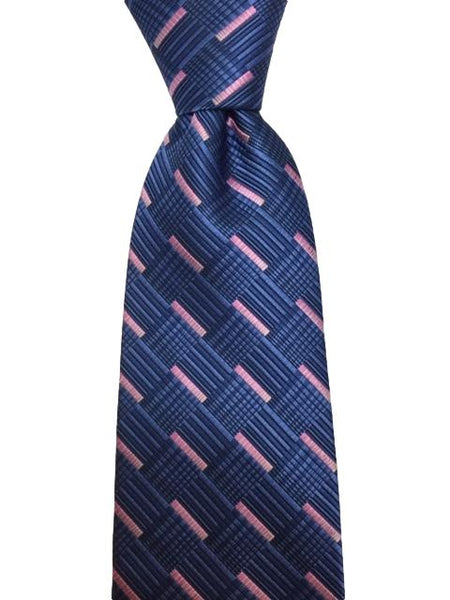 Navy Blue and Pink Geometric Men's Tie