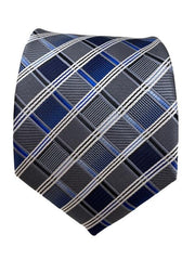 Blue, Charcoal and Silver Extra Long Tie