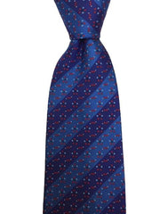 Dark Blue and Light Blue Striped Tie with Mini Dots