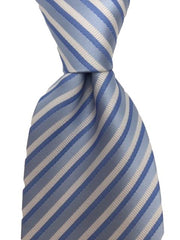 White and Blue Men's Striped Tie