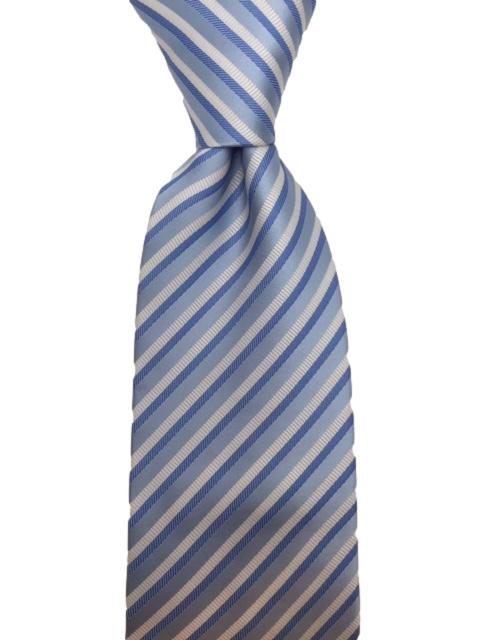 White and Blue Men's Striped Tie