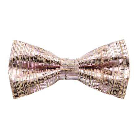 Cork Bowtie with Blush Pink, Shiny, Vertical Stripes