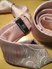 blush pink paisley skinny tie