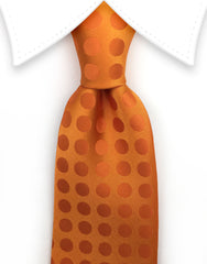 Bright orange polka dot mens tie