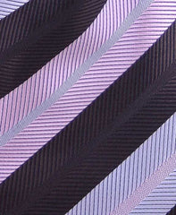 Dark Brown, Silver, Light Pink Striped Necktie