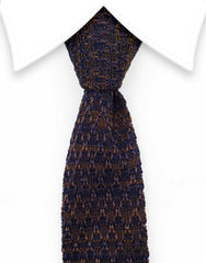 Brown and purple knitted tie