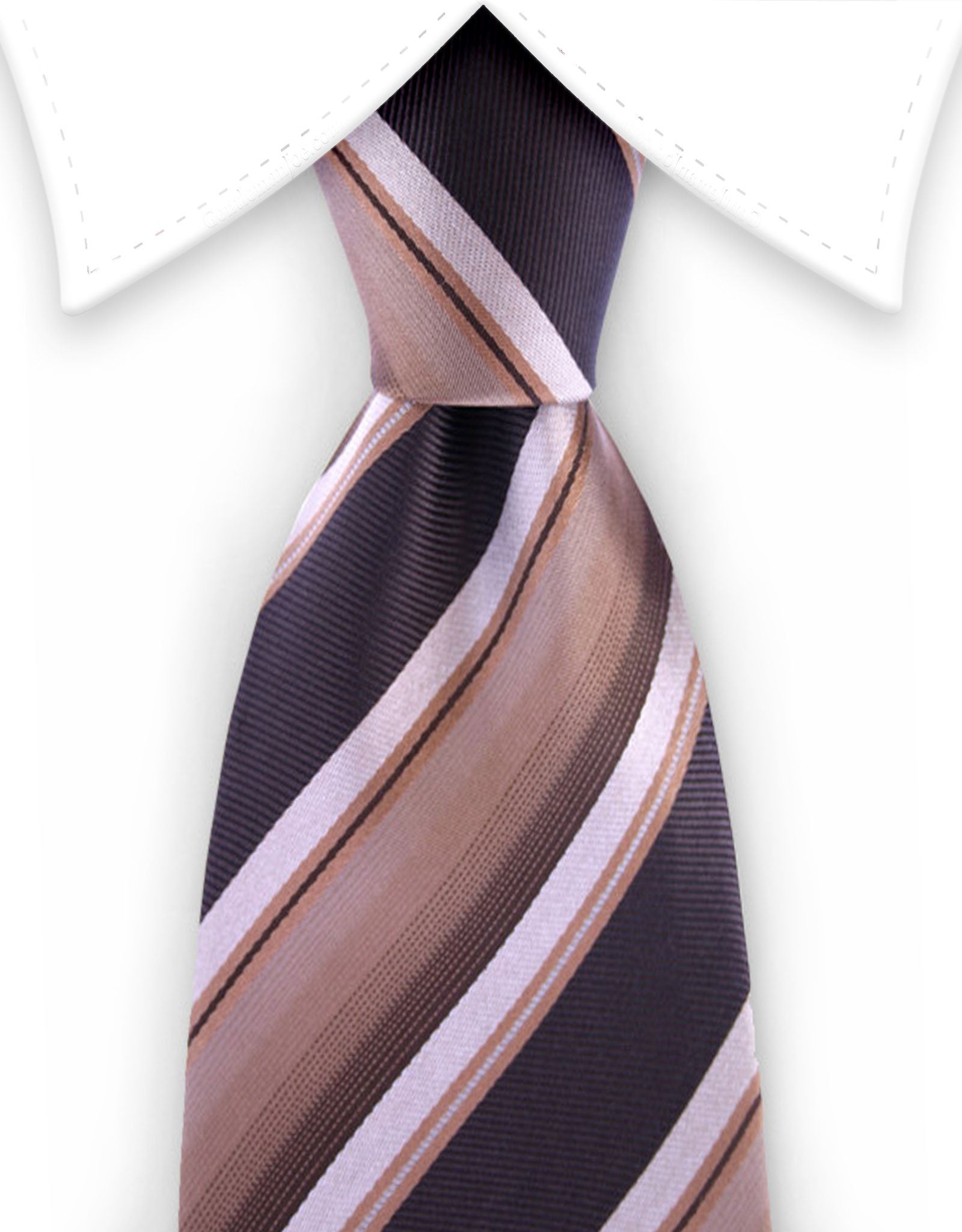 brown and tan striped silk tie