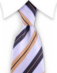 Brown, Apricot and White Striped Tie