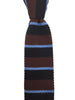 Brown, Black and Light Blue Striped Knit Tie
