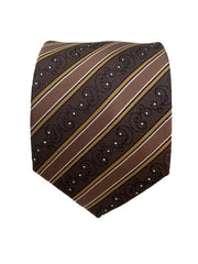 Dark Brown and Mid Brown Striped Necktie with Sparkles and Swirls