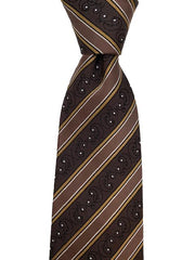 Dark Brown and Mid Brown Striped Necktie with Sparkles and Swirls