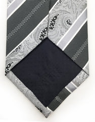 silver paisley necktie with stripes
