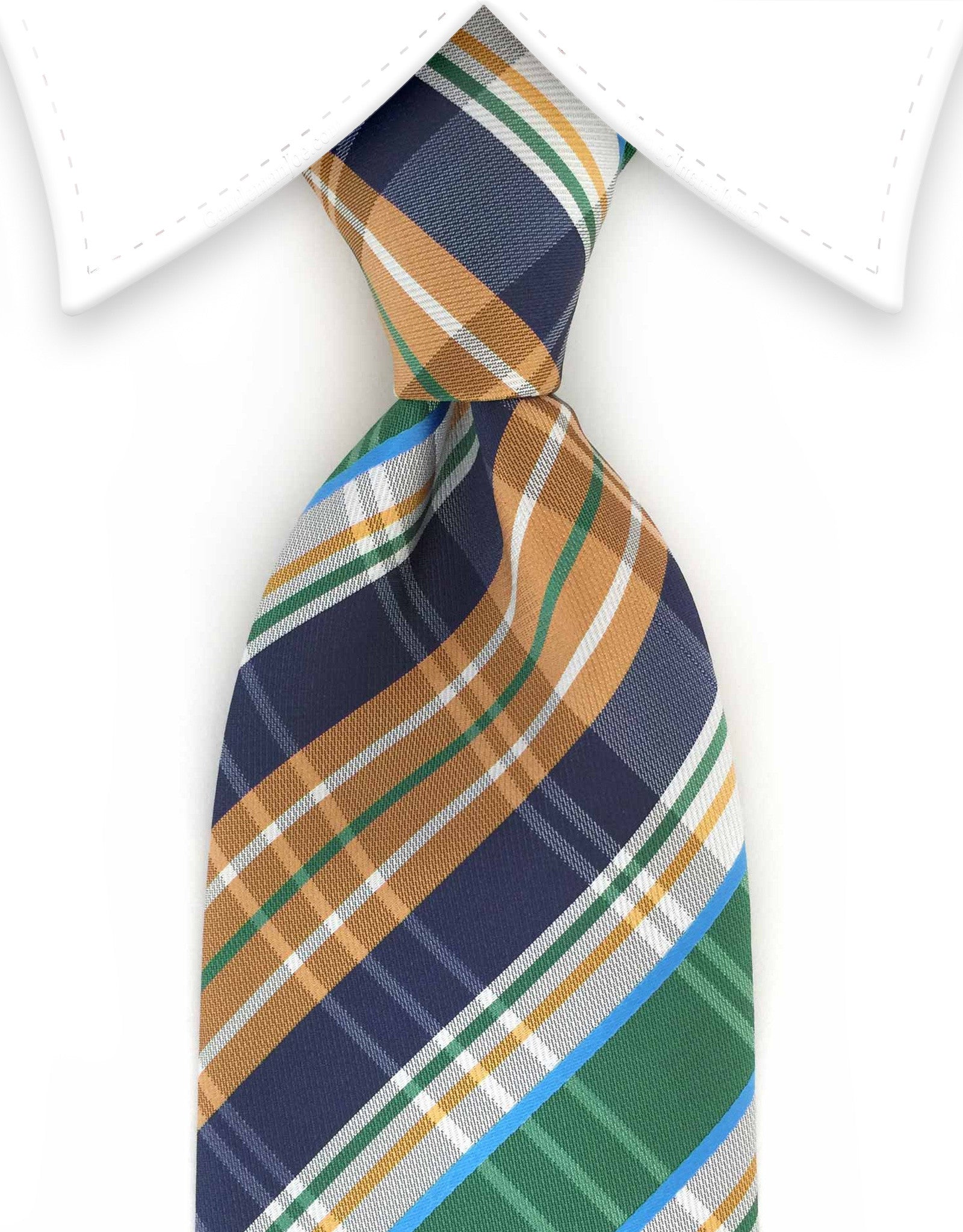 Caramel, Green & Navy Plaid Tie