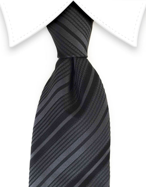 Charcoal & black striped tie