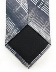 Silver Gray Plaid Tip of Tie