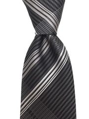 Black, Charcoal & Silver Plaid Tie