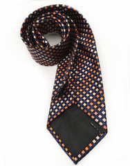 navy orange silk necktie