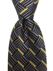 Silver, Gold and Black Geometric Tie