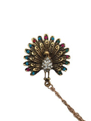 Peacock Broach Lapel Pin with attached Flower Pin