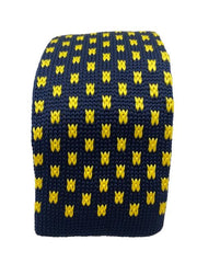 Navy Blue and Yellow Skinny Knitted Men's Tie