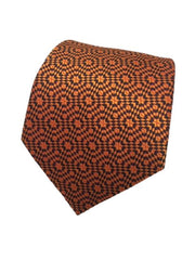 Orange and Black Extra Long Geometric Tie