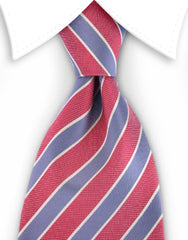 coral & silver stripe tie