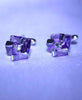 purple crystal cufflinks in a plated silver setting