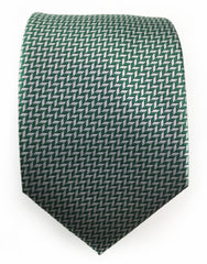 Dark green and silver herringbone tie