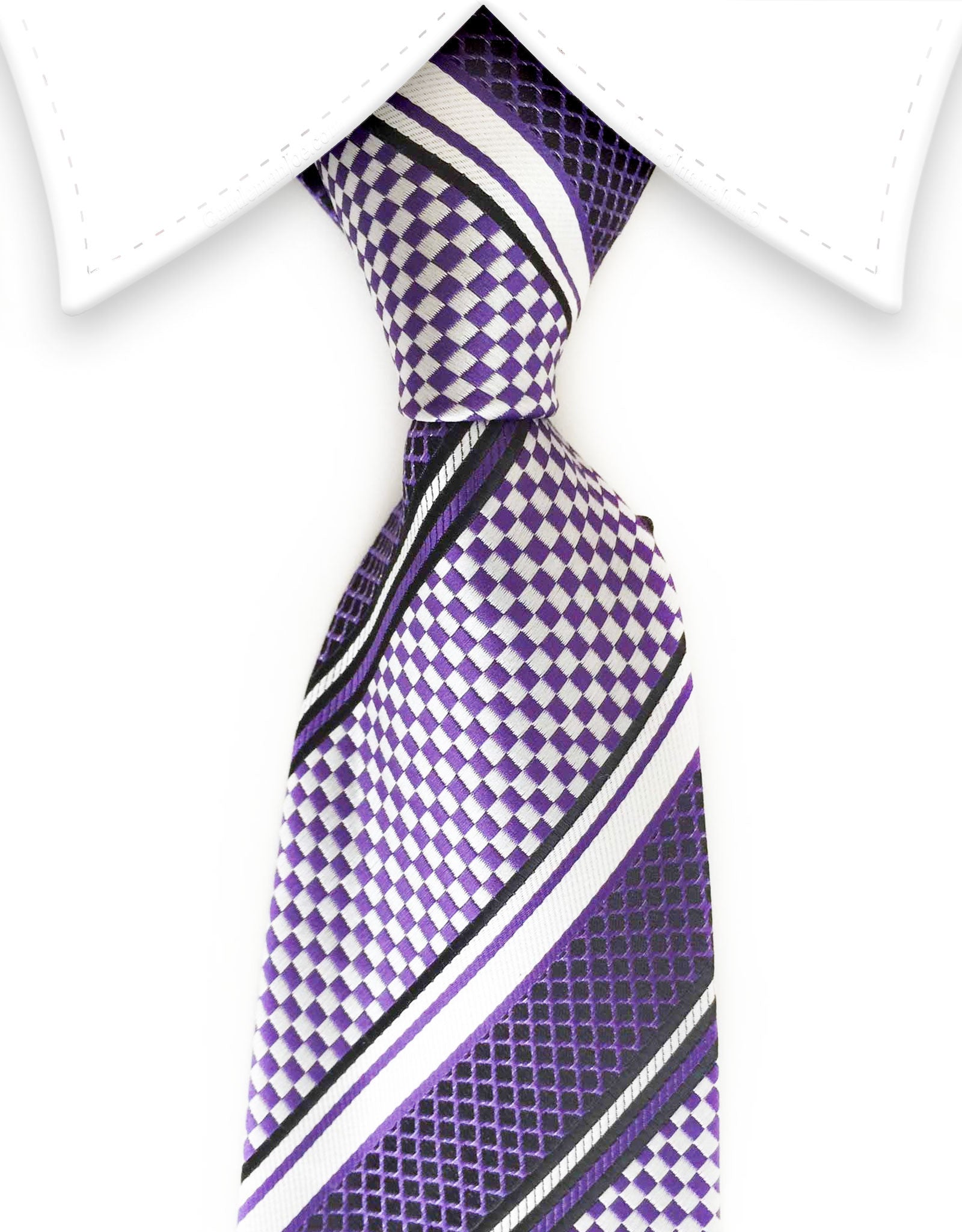 Purple & light silver tie