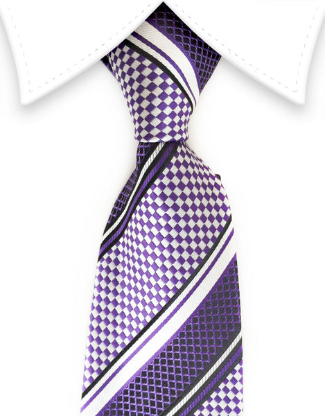 Purple & light silver tie