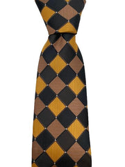 Dark Brown, Light Brown & Golden Orange Diamond Necktie