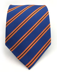blue & orange striped necktie