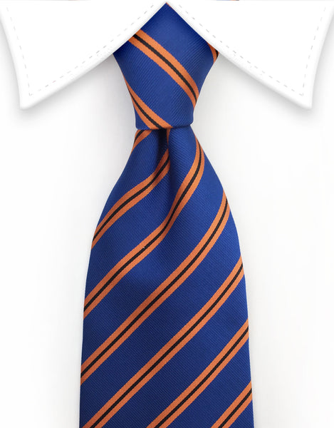 denim blue & orange striped ties