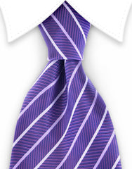 purple stripe herringbone tie