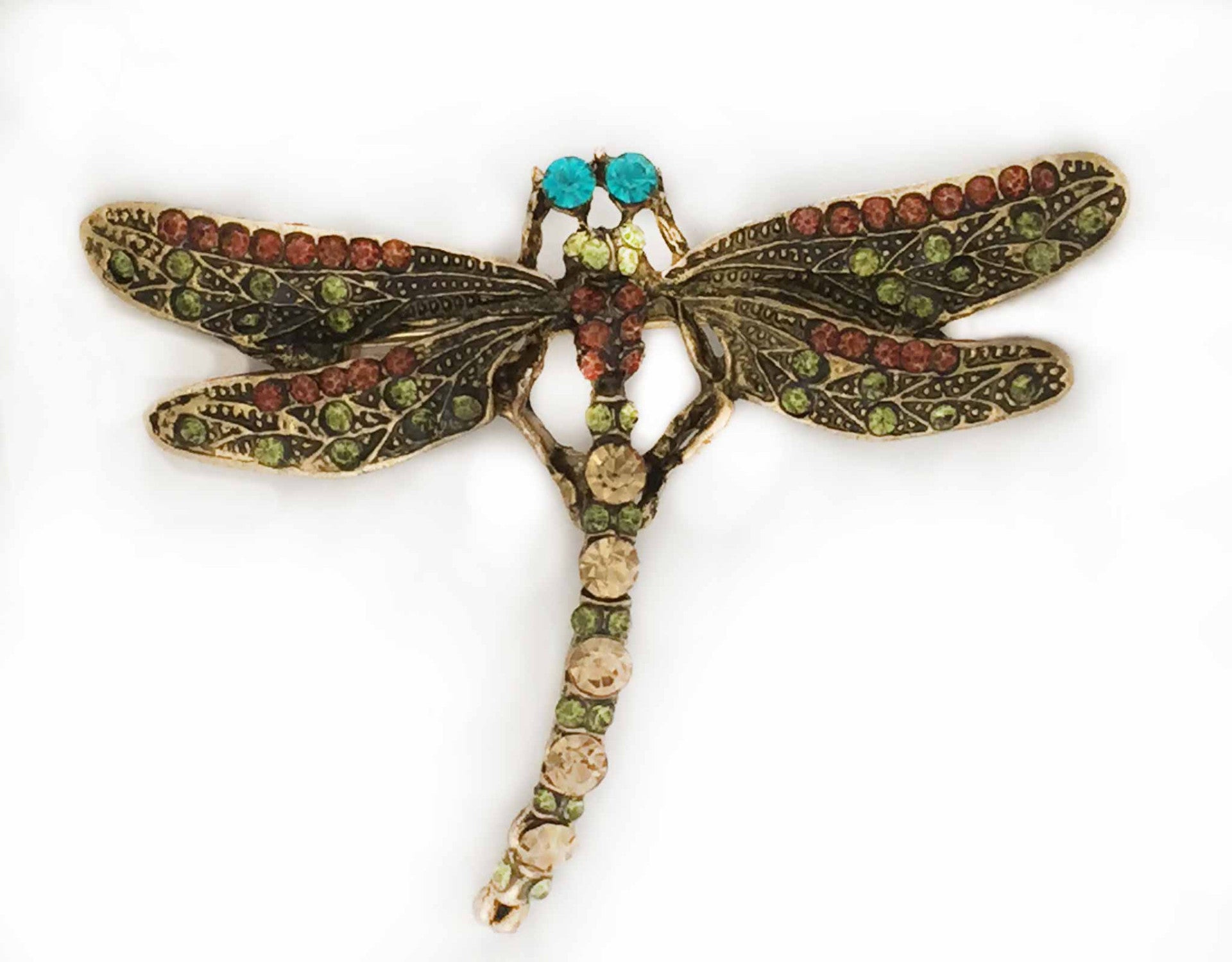 dragon fly crystal lapel pin