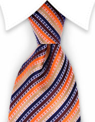 Orange and navy striped tie