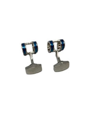 Dual Oval Blue and Silver Cufflinks