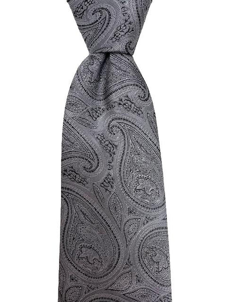 Silver Paisley Extra Long Tie