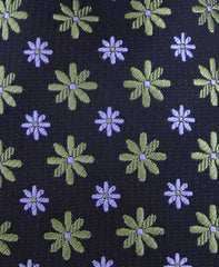 Green Flowered Tie - Close Up