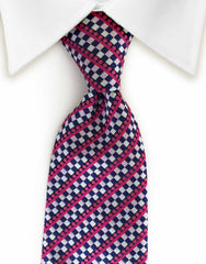 pink and blue striped checked tie